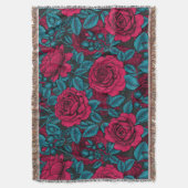 Rozen in rood en blauw deken (Voorkant Verticaal)