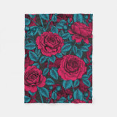 Rozen in rood en blauw fleece deken (Voorkant)