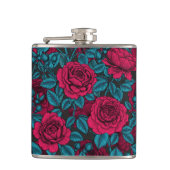 Rozen in rood en blauw heupfles (Voorkant)