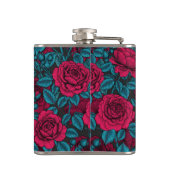Rozen in rood en blauw heupfles (Achterkant)