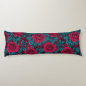 Rozen in rood en blauw lichaamskussen (Achterkant)