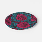 Rozen in rood en blauw papieren bordje (Gekanteld)