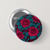 Rozen in rood en blauw ronde button 5,7 cm (Voorkant /achterkant)