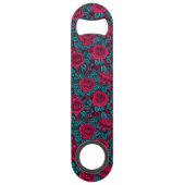 Rozen in rood en blauw speed flessenopener (Voorkant)