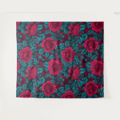 Rozen in rood en blauw wandkleed (Voorkant (horizontaal))