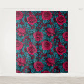 Rozen in rood en blauw wandkleed (Voorkant)