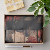 Rozen in rood en roze geschilderd op houtdecoupage tissuepapier (Geschenk)