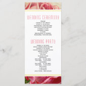 rozen in roze bloemenbruiloft programma programmakaart (Achterkant)