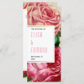 rozen in roze bloemenbruiloft programma programmakaart (Voorkant / Achterkant)