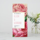 rozen in roze bloemenbruiloft programma programmakaart (Staand voorkant)