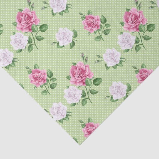 Rozen in roze en wit tissuepapier (Detail)