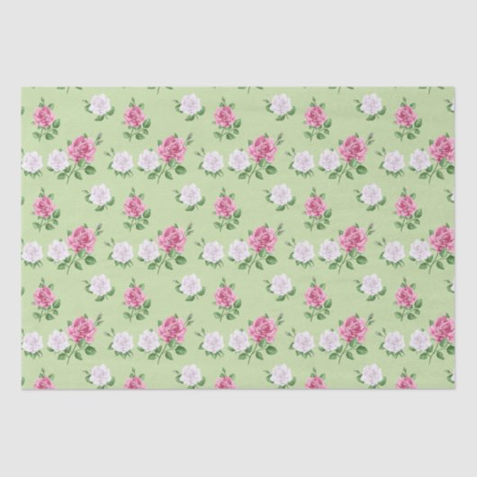 Rozen in roze en wit tissuepapier (Voorkant)