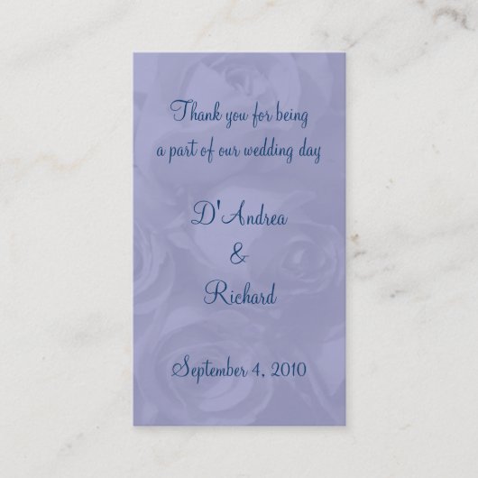 "Rozen in Stoffig Blauw" - 'Bladwijzer Visitekaartje (Voorkant)