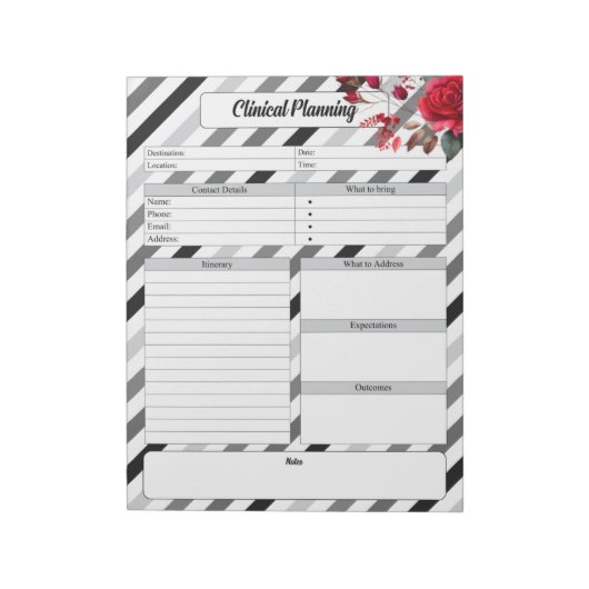 Rozen in strepen _ Clinical Planning Notitieblok (Linkerzijde)