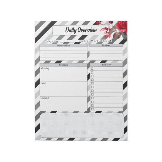 Rozen in strepen _ Dagelijks overzicht Notitieblok (Linkerzijde)
