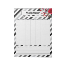 Rozen in strepen _ Maandplanner Notitieblok