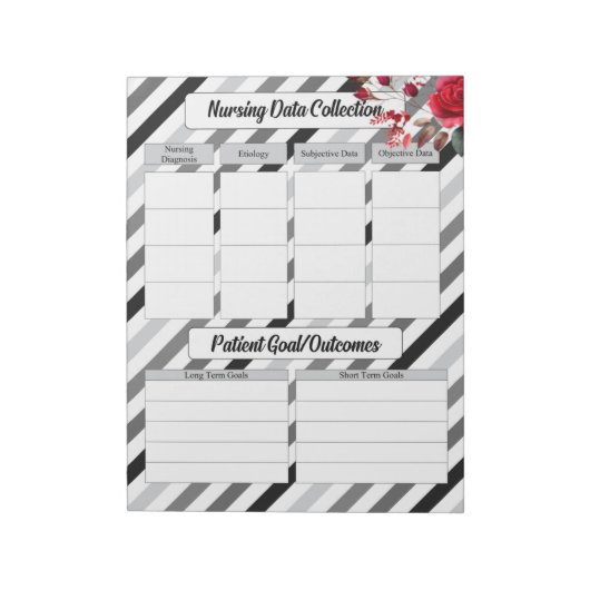 Rozen in strepen _ Nursing Data Collectie Notitieblok (Linkerzijde)