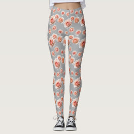 Rozen in tinten perzik en koraal leggings