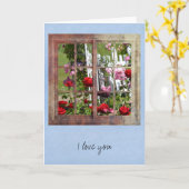 Rozen in venster kaart (Gele Bloem)