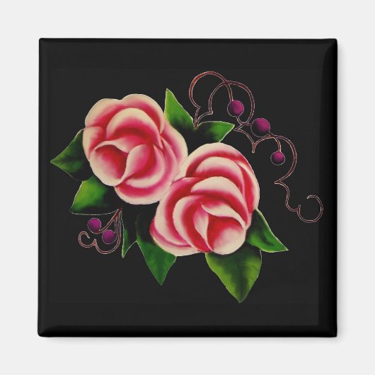 Rozen in zwart magneet (Voorkant)