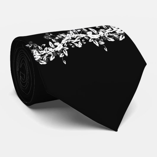 rozen in zwart-wit stropdas (Opgerold)