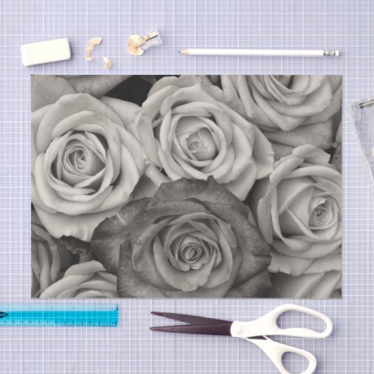 Rozen in zwart-witdecoupage tissuepapier (Craft)