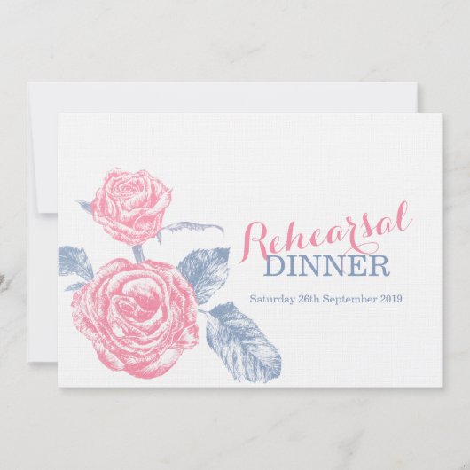Rozen Inkt Schets Blauw Roze Repetitie Diner Innov Kaart (Voorkant)