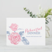 Rozen Inkt Schets Blauw Roze Repetitie Diner Innov Kaart (Staand voorkant)