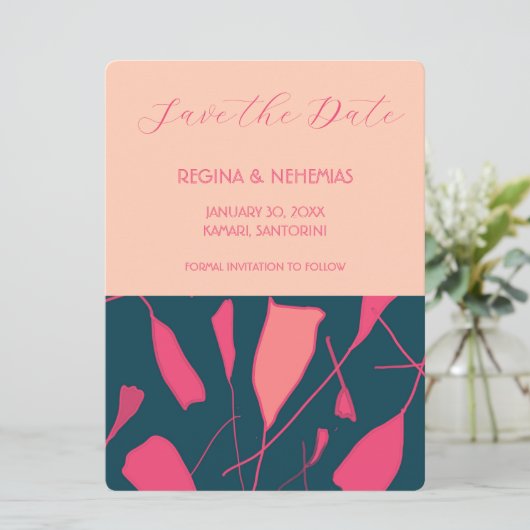 Rozen instellen Flat Save The Date Kaart (Staand voorkant)