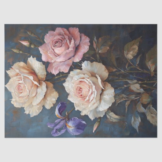 Rozen & Iris Decoupage Kunst Tissuepapier (Voorkant)