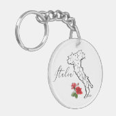 *~* Rozen Italia Kaart van Italië Italiaanse taal Sleutelhanger (Voorkant Links)