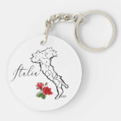 *~* Rozen Italia Kaart van Italië Italiaanse taal Sleutelhanger (Achterkant)
