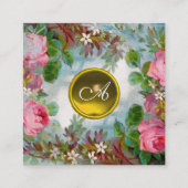 ROZEN & JASMIJNEN FLORAL YELLOW GEM MONOGRAM VIERKANTE VISITEKAARTJE (Achterkant)