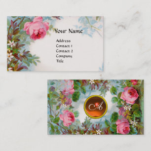 ROZEN & JASMINEN FLORAL MONOGRAM ORAMGE GEM White Visitekaartje
