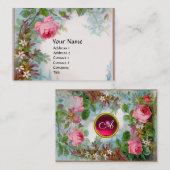ROZEN & JASMINES MONOGRAM GEM fuchsia white Visitekaartje (Voorkant / Achterkant)