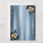 Rozen jurk, diamanten blauw metallic quinceañera kaart (Achterkant)