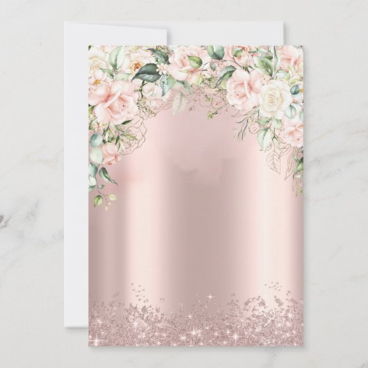 Rozen Jurk Roos Gouden Glitter Confetti 50th Kaart (Achterkant)