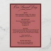 Rozen, kaneel Roos bruiloft, zilver Folie Uitnodiging (Achterkant)