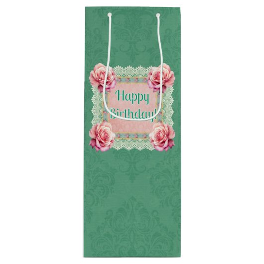 Rozen Kant Damast Cadeautas Victorian Stijl (Voorkant)