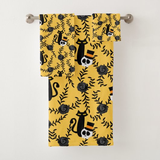Rozen, Katten en Schedel Bad Handdoek (Insitu)