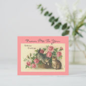  Rozen/Katten Verjaardag -Briefkaart Briefkaart (Staand voorkant)