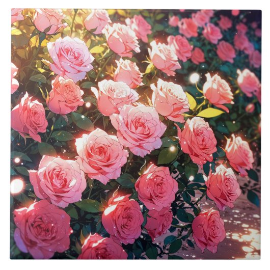 Rozen keramische tapijten tegeltje (Voorkant)