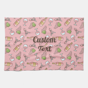 Rozen keukenhanddoek voor wijn