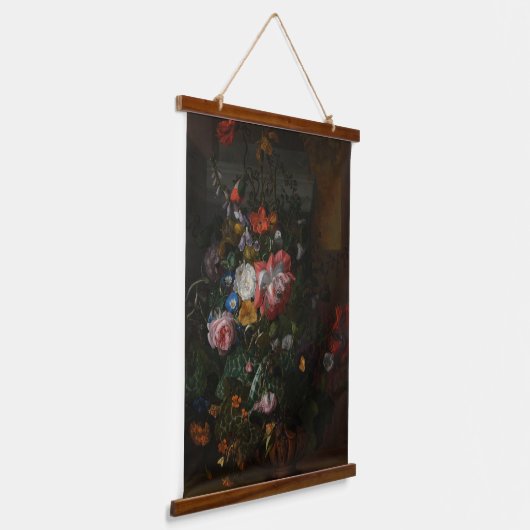 Rozen klaprozen en andere bloemen - Rachel Ruysch Hangend Wandkleed (Gebogen)