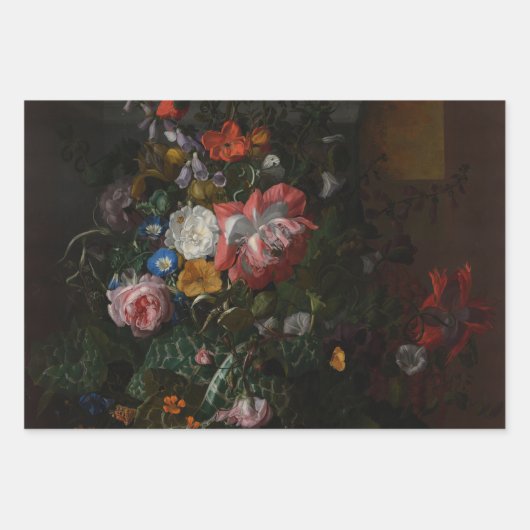 Rozen klaprozen en andere bloemen - Rachel Ruysch Inpakpapier Vel (Voorkant)