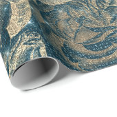 Rozen Koperhout Oranje hout Blauwgroen goud Sparkl Cadeaupapier (Rol Hoek)