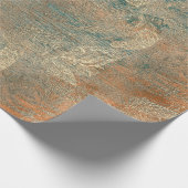 Rozen KoperSinaasappel Koolhout Blauwgroen goud Ru Cadeaupapier (Hoek)