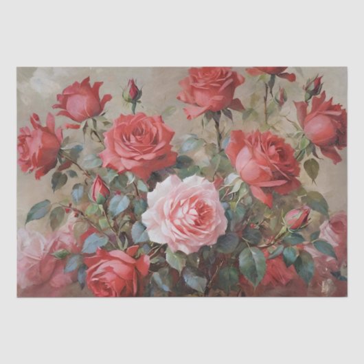 Rozen Kunst Olieverfschilderij Decoupage Tissuepapier (Voorkant)