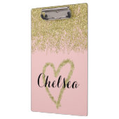 Rozen kwarts en gouden glitter cascade klembord (Links)