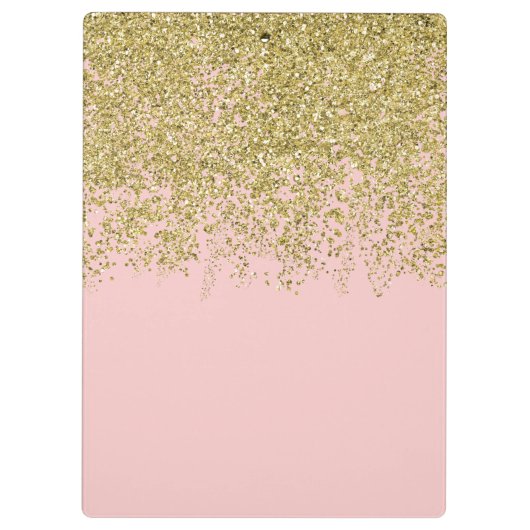 Rozen kwarts en gouden glitter cascade klembord (Achterkant)